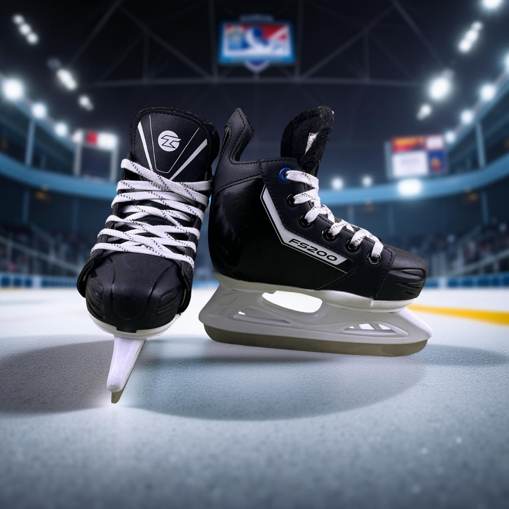 GUC Tempish FS200 Ice Hockey Skates Black & White Youth Size 11J-13.5J
